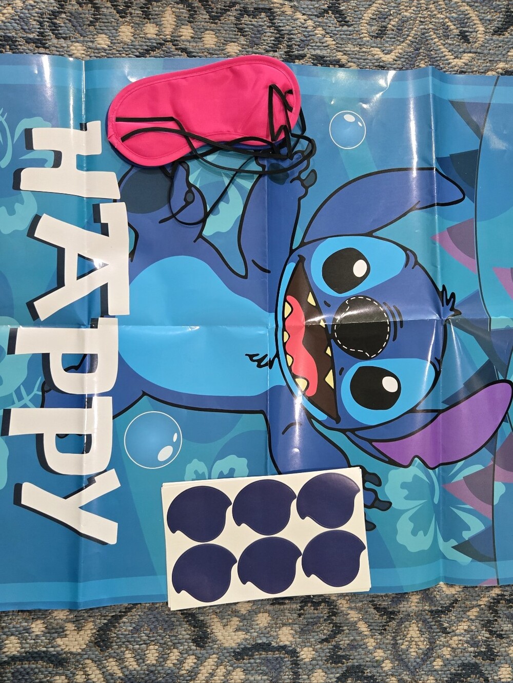Stitch Happy Party Banner - Bright Blue Game